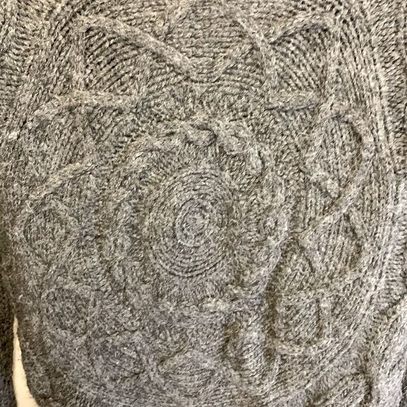 Theory Gray Wool Alpaca Blend Shawl Collar Chunky Cable Knit Cardigan Size S - Picture 10 of 13